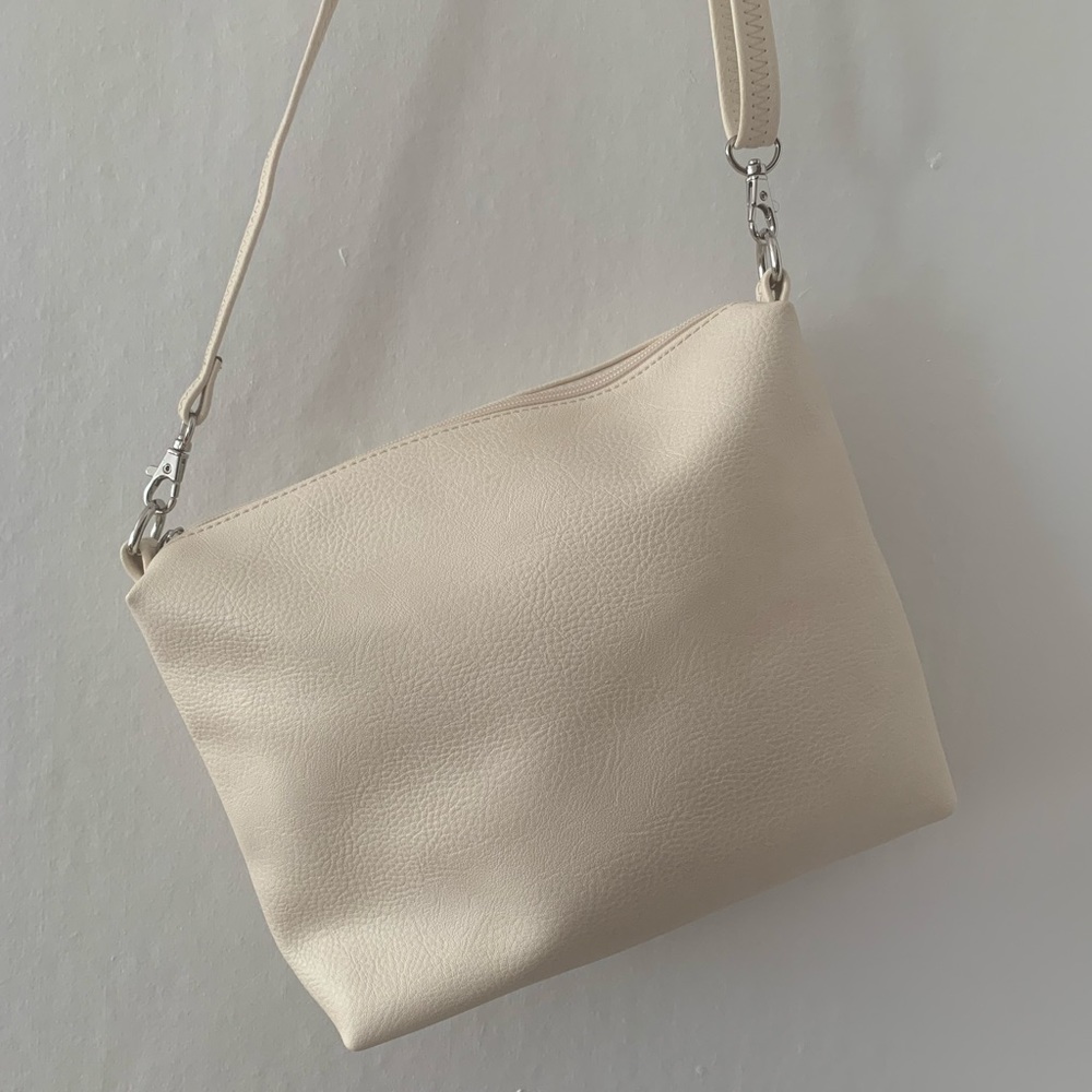 Soft leather cream color crossbody bag